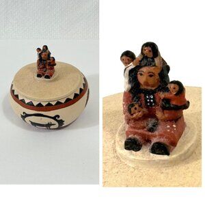 Native American Cochiti Pueblo Pottery story teller bowl w/ lid.